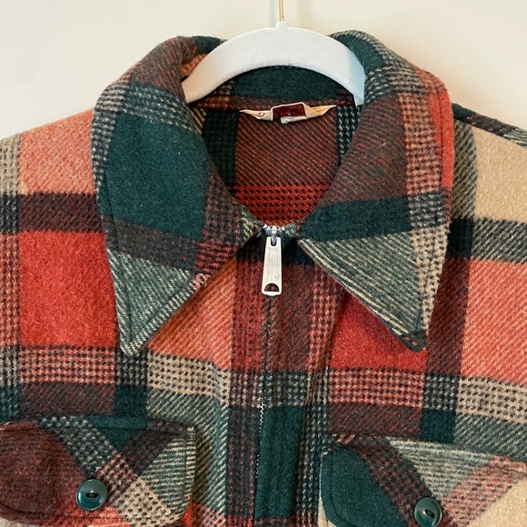 Vintage Plaid Bomber Jacket Fox Knapp Cropped Lumberjack Cabincore Retro 60s 70s - Picture 8 of 12